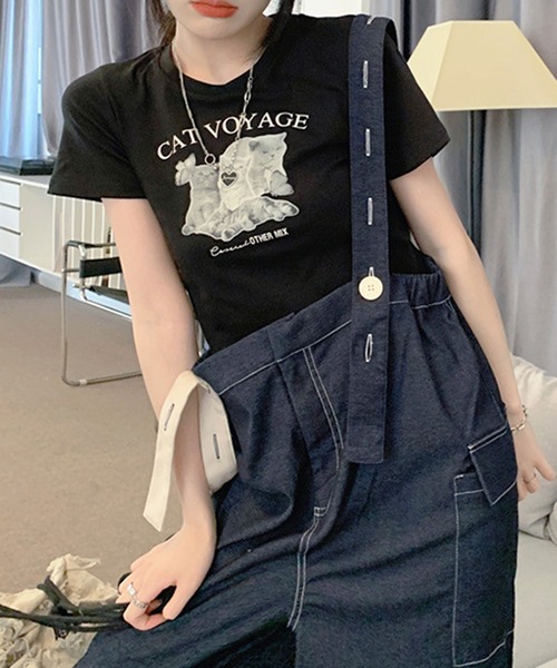 HALEY PESCA（ヘーリーペスカ）の「HALEY PESCA/ショート丈 アニマルプリントTシャツ（Tシャツ/カットソー・レディース・ホワイト/ブラック/グレー・SMALL/MEDIUM/LARGE）」の5枚目の写真