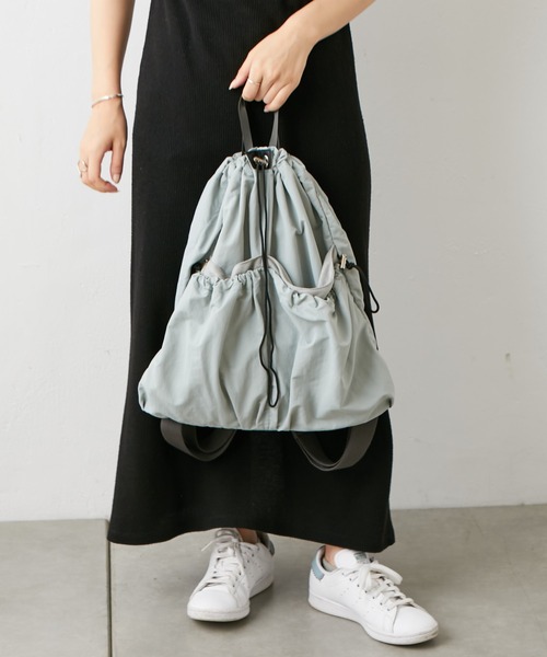 EARTH MADE(アースメイド)の「DRAWSTRING BACKPACK(バックパック/リュック・レディース・ブラック/アイボリー/ブルー/マスタード・フリー)」の20枚目の写真