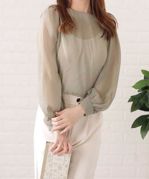 Lace Ladies(レースレディース)の「ニュアンスカラーシアーブラウス(シャツ/ブラウス・レディース・ミント/ブルーグレー/アイボリー/ブラック/ベージュ/ピンク・FREE/S)」の20枚目の写真