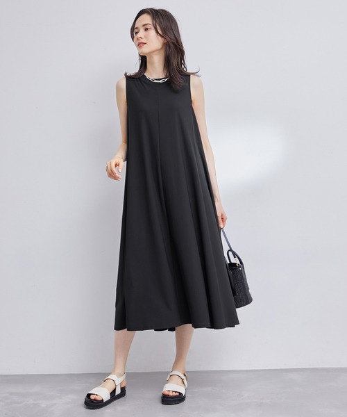 ROPE'（ロペ）の「【洗える】ナイロンストレッチカットソーノースリーブワンピース（ワンピース・レディース・ブラック/ダークブラウン・38）」の7枚目の写真