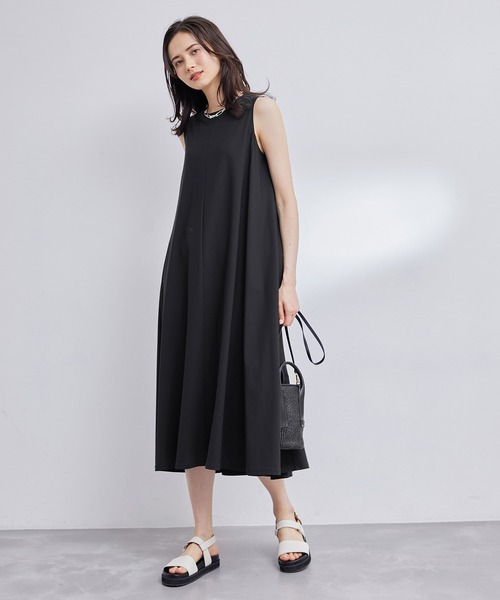 ROPE'（ロペ）の「【洗える】ナイロンストレッチカットソーノースリーブワンピース（ワンピース・レディース・ブラック/ダークブラウン・38）」の5枚目の写真