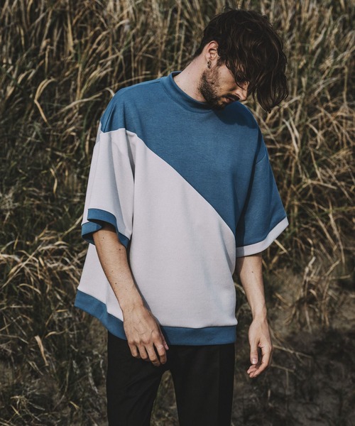 NO ID.（ノーアイディ）の「【NO ID.】Half Sleeve Mock Neck Big Pullover / ハーフ スリーブ モック ネック ビッグ プルオーバー（Tシャツ/カットソー・メンズ・ネイビー/サックスブルー/ライトベージュ・ONE SIZE）」の5枚目の写真