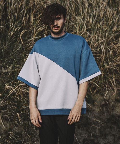 NO ID.（ノーアイディ）の「【NO ID.】Half Sleeve Mock Neck Big Pullover / ハーフ スリーブ モック ネック ビッグ プルオーバー（Tシャツ/カットソー・メンズ・ネイビー/サックスブルー/ライトベージュ・ONE SIZE）」の6枚目の写真