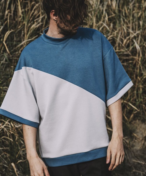 NO ID.（ノーアイディ）の「【NO ID.】Half Sleeve Mock Neck Big Pullover / ハーフ スリーブ モック ネック ビッグ プルオーバー（Tシャツ/カットソー・メンズ・ネイビー/サックスブルー/ライトベージュ・ONE SIZE）」の7枚目の写真