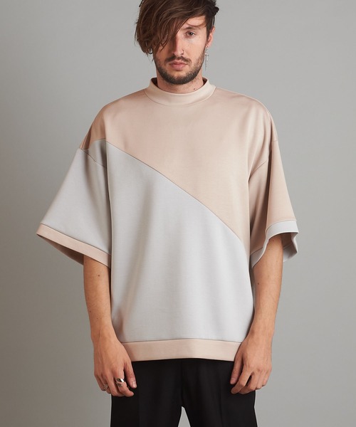 NO ID.（ノーアイディ）の「【NO ID.】Half Sleeve Mock Neck Big Pullover / ハーフ スリーブ モック ネック ビッグ プルオーバー（Tシャツ/カットソー・メンズ・ネイビー/サックスブルー/ライトベージュ・ONE SIZE）」の8枚目の写真
