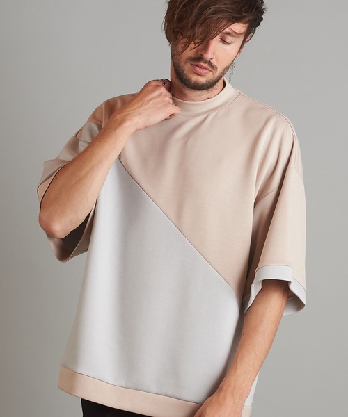 NO ID.（ノーアイディ）の「【NO ID.】Half Sleeve Mock Neck Big Pullover / ハーフ スリーブ モック ネック ビッグ プルオーバー（Tシャツ/カットソー・メンズ・ネイビー/サックスブルー/ライトベージュ・ONE SIZE）」の9枚目の写真