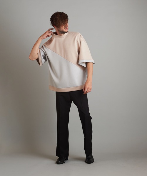 NO ID.（ノーアイディ）の「【NO ID.】Half Sleeve Mock Neck Big Pullover / ハーフ スリーブ モック ネック ビッグ プルオーバー（Tシャツ/カットソー・メンズ・ネイビー/サックスブルー/ライトベージュ・ONE SIZE）」の10枚目の写真