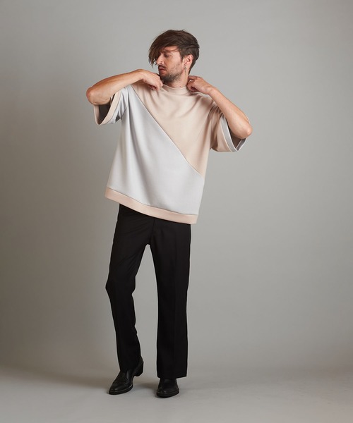 NO ID.（ノーアイディ）の「【NO ID.】Half Sleeve Mock Neck Big Pullover / ハーフ スリーブ モック ネック ビッグ プルオーバー（Tシャツ/カットソー・メンズ・ネイビー/サックスブルー/ライトベージュ・ONE SIZE）」の11枚目の写真