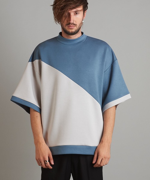 NO ID.（ノーアイディ）の「【NO ID.】Half Sleeve Mock Neck Big Pullover / ハーフ スリーブ モック ネック ビッグ プルオーバー（Tシャツ/カットソー・メンズ・ネイビー/サックスブルー/ライトベージュ・ONE SIZE）」の12枚目の写真