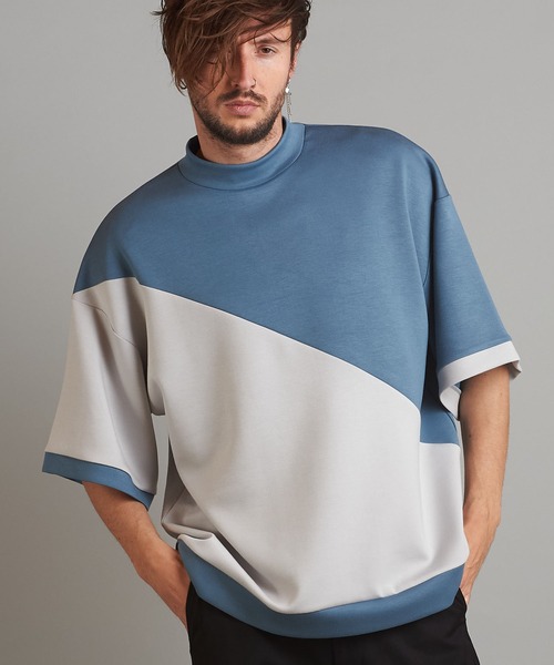 NO ID.（ノーアイディ）の「【NO ID.】Half Sleeve Mock Neck Big Pullover / ハーフ スリーブ モック ネック ビッグ プルオーバー（Tシャツ/カットソー・メンズ・ネイビー/サックスブルー/ライトベージュ・ONE SIZE）」の13枚目の写真