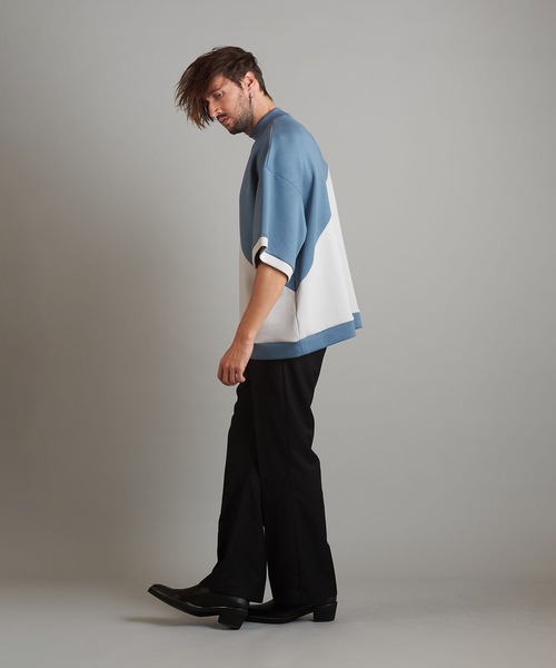 NO ID.（ノーアイディ）の「【NO ID.】Half Sleeve Mock Neck Big Pullover / ハーフ スリーブ モック ネック ビッグ プルオーバー（Tシャツ/カットソー・メンズ・ネイビー/サックスブルー/ライトベージュ・ONE SIZE）」の15枚目の写真