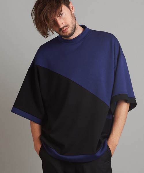 NO ID.（ノーアイディ）の「【NO ID.】Half Sleeve Mock Neck Big Pullover / ハーフ スリーブ モック ネック ビッグ プルオーバー（Tシャツ/カットソー・メンズ・ネイビー/サックスブルー/ライトベージュ・ONE SIZE）」の18枚目の写真