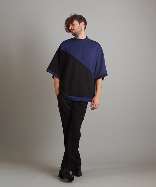 NO ID.（ノーアイディ）の「【NO ID.】Half Sleeve Mock Neck Big Pullover / ハーフ スリーブ モック ネック ビッグ プルオーバー（Tシャツ/カットソー・メンズ・ネイビー/サックスブルー/ライトベージュ・ONE SIZE）」の20枚目の写真