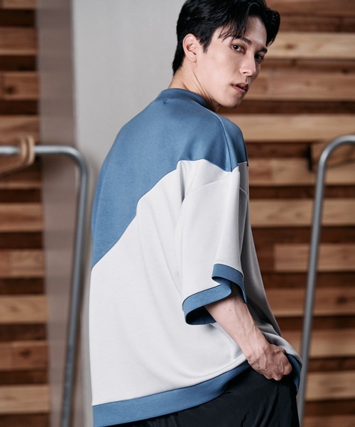 NO ID.（ノーアイディ）の「【NO ID.】Half Sleeve Mock Neck Big Pullover / ハーフ スリーブ モック ネック ビッグ プルオーバー（Tシャツ/カットソー・メンズ・ネイビー/サックスブルー/ライトベージュ・ONE SIZE）」の22枚目の写真