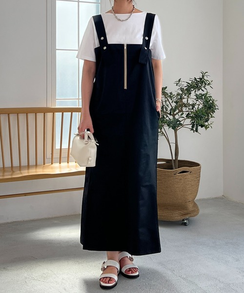 un dix cors（アンディコール）の「2WAYワークジャンスカ（ジャンパースカート・レディース・ベージュ/ブラック・FREE）」の13枚目の写真