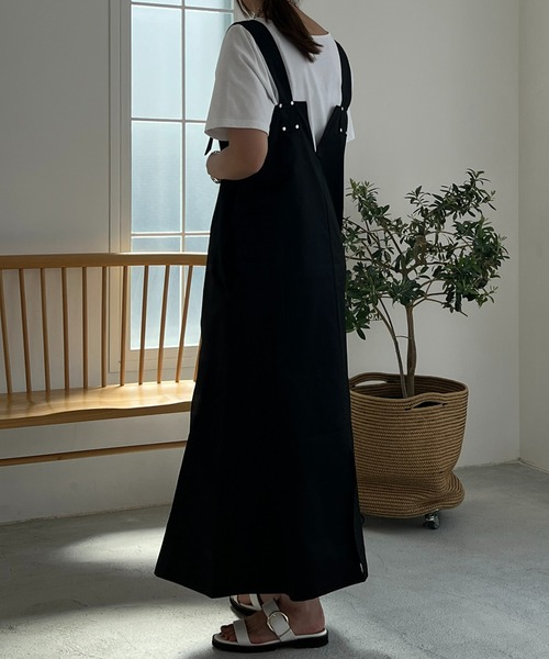 un dix cors（アンディコール）の「2WAYワークジャンスカ（ジャンパースカート・レディース・ベージュ/ブラック・FREE）」の14枚目の写真