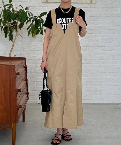 un dix cors（アンディコール）の「2WAYワークジャンスカ（ジャンパースカート・レディース・ベージュ/ブラック・FREE）」の19枚目の写真