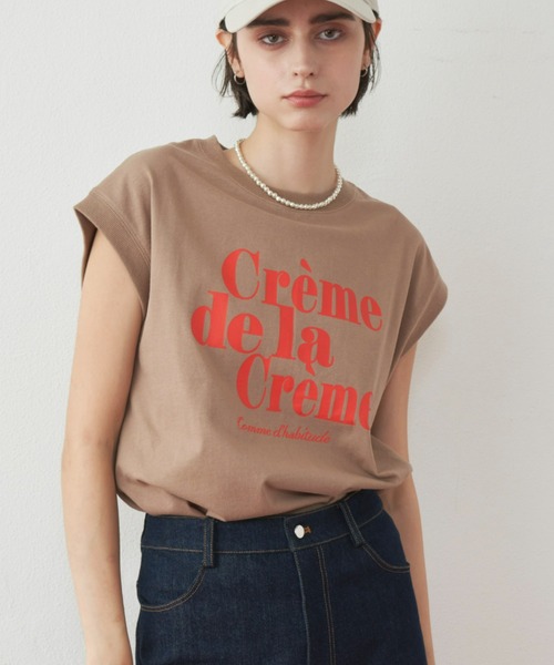 Unitage（ユニテージ）の「ロゴプリントフレンチTEE（Tシャツ/カットソー・レディース・ベージュ/ネイビー/ライトブルー・FREE）」の8枚目の写真