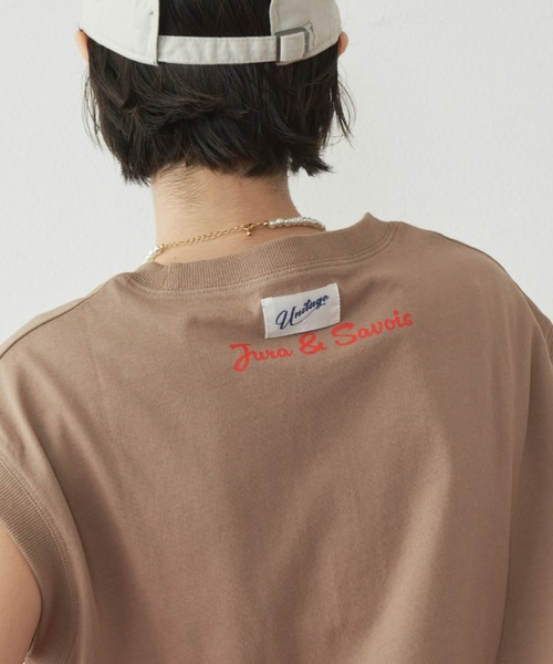 Unitage（ユニテージ）の「ロゴプリントフレンチTEE（Tシャツ/カットソー・レディース・ベージュ/ネイビー/ライトブルー・FREE）」の12枚目の写真