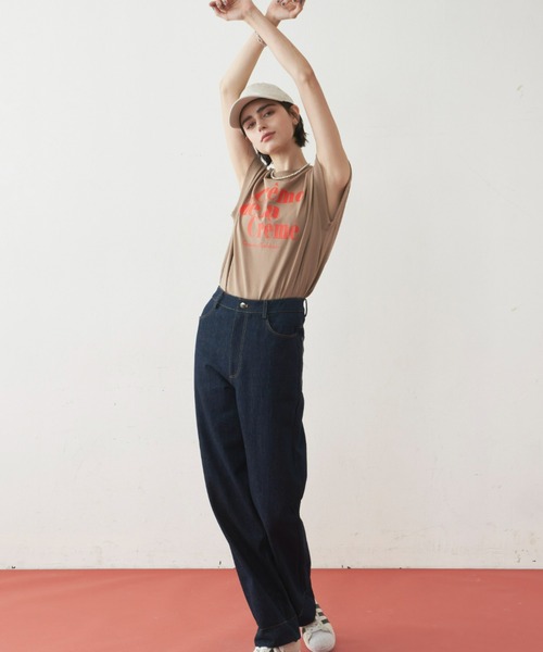 Unitage（ユニテージ）の「ロゴプリントフレンチTEE（Tシャツ/カットソー・レディース・ベージュ/ネイビー/ライトブルー・FREE）」の5枚目の写真