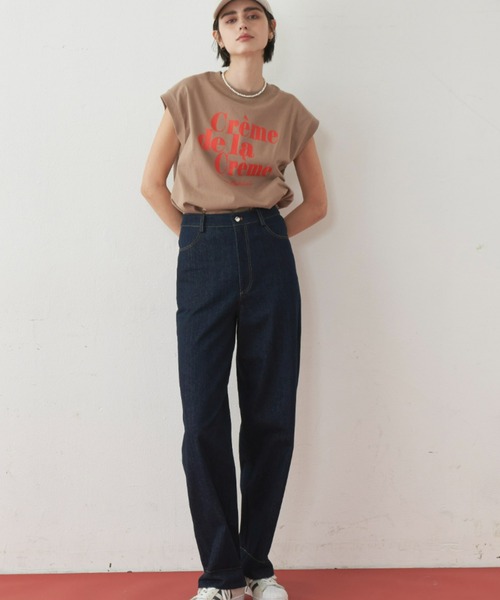 Unitage（ユニテージ）の「ロゴプリントフレンチTEE（Tシャツ/カットソー・レディース・ベージュ/ネイビー/ライトブルー・FREE）」の9枚目の写真