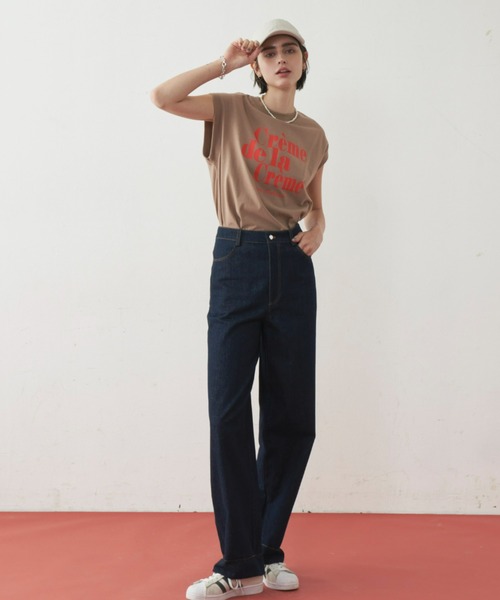 Unitage（ユニテージ）の「ロゴプリントフレンチTEE（Tシャツ/カットソー・レディース・ベージュ/ネイビー/ライトブルー・FREE）」の13枚目の写真