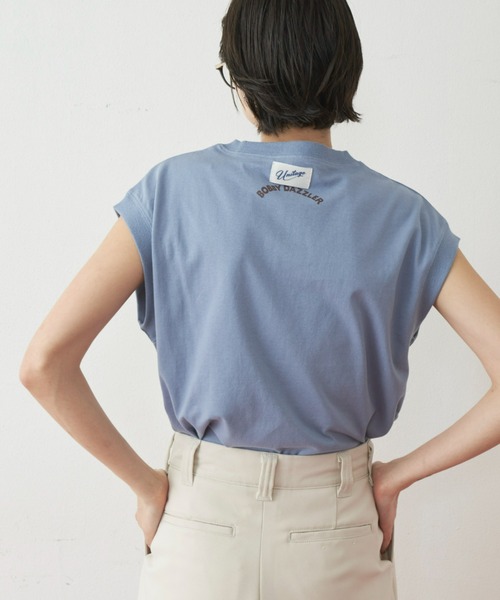 Unitage（ユニテージ）の「ロゴプリントフレンチTEE（Tシャツ/カットソー・レディース・ベージュ/ネイビー/ライトブルー・FREE）」の6枚目の写真