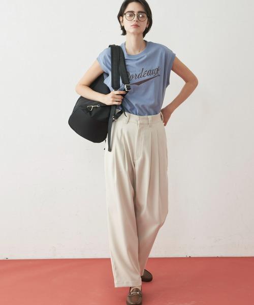 Unitage（ユニテージ）の「ロゴプリントフレンチTEE（Tシャツ/カットソー・レディース・ベージュ/ネイビー/ライトブルー・FREE）」の14枚目の写真