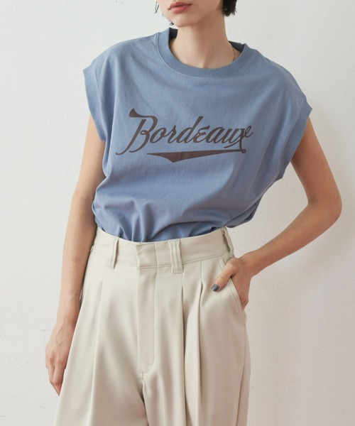 Unitage（ユニテージ）の「ロゴプリントフレンチTEE（Tシャツ/カットソー・レディース・ベージュ/ネイビー/ライトブルー・FREE）」の10枚目の写真