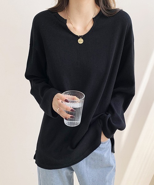 almost ready（オルモストレディー）の「[almost ready]ワッフルロングリラックスTee（Tシャツ/カットソー・レディース・ホワイト/ブラック・MEDIUM）」の12枚目の写真