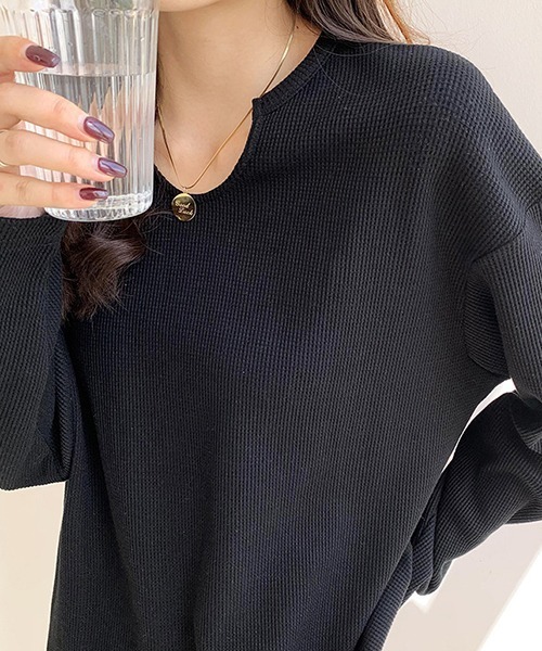 almost ready（オルモストレディー）の「[almost ready]ワッフルロングリラックスTee（Tシャツ/カットソー・レディース・ホワイト/ブラック・MEDIUM）」の10枚目の写真
