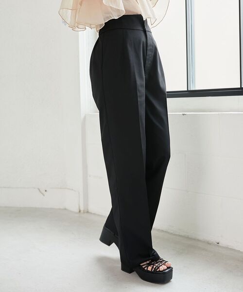 MAJESTIC LEGON（マジェスティックレゴン）の「ハイウエストスラックスパンツ（スラックス・レディース・ブラック/ピンク/アイボリー・MEDIUM/SMALL）」の3枚目の写真