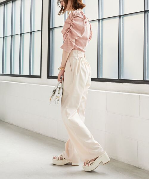 MAJESTIC LEGON（マジェスティックレゴン）の「ハイウエストスラックスパンツ（スラックス・レディース・ブラック/ピンク/アイボリー・MEDIUM/SMALL）」の9枚目の写真