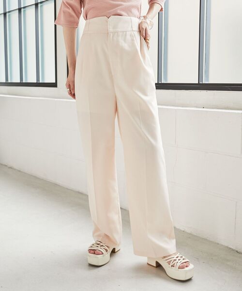 MAJESTIC LEGON（マジェスティックレゴン）の「ハイウエストスラックスパンツ（スラックス・レディース・ブラック/ピンク/アイボリー・MEDIUM/SMALL）」の12枚目の写真