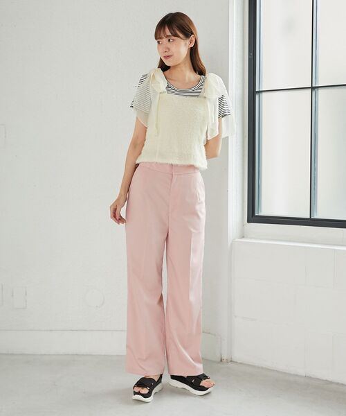 MAJESTIC LEGON（マジェスティックレゴン）の「ハイウエストスラックスパンツ（スラックス・レディース・ブラック/ピンク/アイボリー・MEDIUM/SMALL）」の16枚目の写真