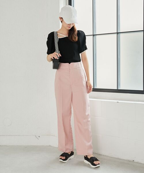 MAJESTIC LEGON（マジェスティックレゴン）の「ハイウエストスラックスパンツ（スラックス・レディース・ブラック/ピンク/アイボリー・MEDIUM/SMALL）」の17枚目の写真