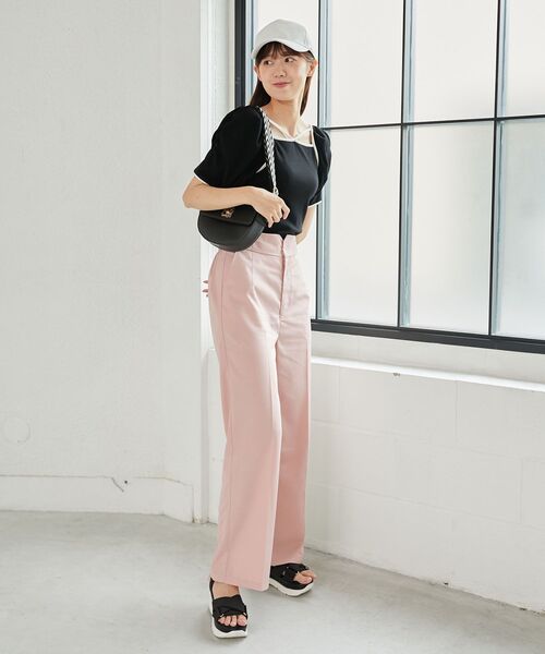 MAJESTIC LEGON（マジェスティックレゴン）の「ハイウエストスラックスパンツ（スラックス・レディース・ブラック/ピンク/アイボリー・MEDIUM/SMALL）」の18枚目の写真