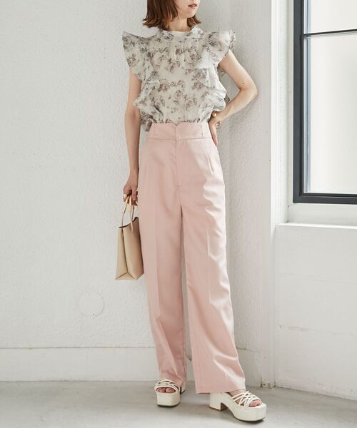 MAJESTIC LEGON（マジェスティックレゴン）の「ハイウエストスラックスパンツ（スラックス・レディース・ブラック/ピンク/アイボリー・MEDIUM/SMALL）」の19枚目の写真