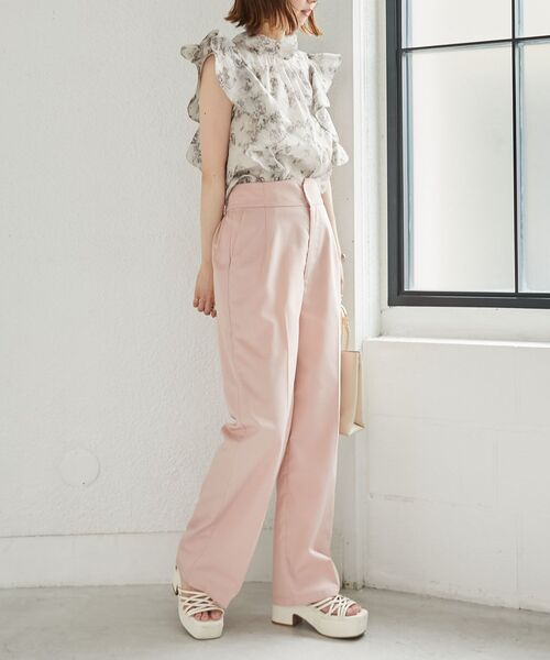 MAJESTIC LEGON（マジェスティックレゴン）の「ハイウエストスラックスパンツ（スラックス・レディース・ブラック/ピンク/アイボリー・MEDIUM/SMALL）」の20枚目の写真