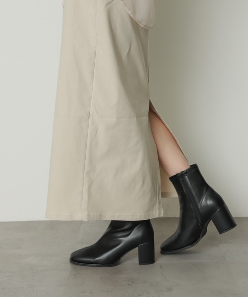 SENSE OF PLACE by URBAN RESEARCH（センスオブプレイスバイアーバンリサーチ）の「『4サイズ展開』『晴雨兼用』スクエアトウセンターシームストレッチブーツ（ブーツ・レディース・ブラック/アイボリー/ブラウン/シルバー・X-LARGE/MEDIUM/SMALL/LARGE）」の13枚目の写真