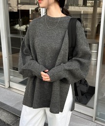 【新色追加】ボックスシルエット長袖ニットトップス