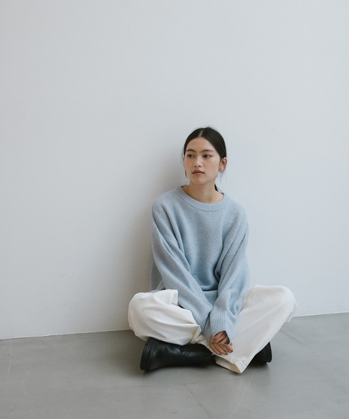 セール】【新色追加】ボックスシルエット長袖ニットトップス（ニット