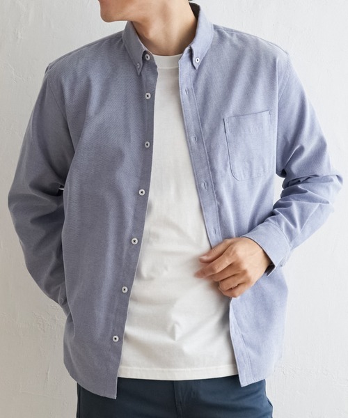 ikka（イッカ）の「【吸水速乾】イージーケアオックスボタンダウンシャツ（シャツ/ブラウス・メンズ・ワイン/ダークネイビー/グリーン/ホワイト/ネイビー/ベージュ・S/M/L/XL）」の4枚目の写真