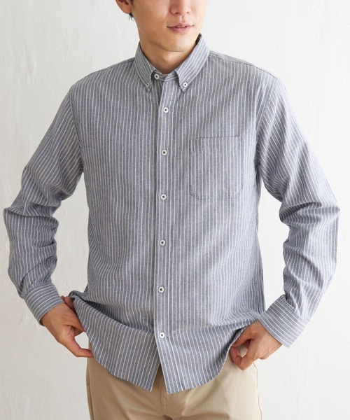 ikka（イッカ）の「【吸水速乾】イージーケアオックスボタンダウンシャツ（シャツ/ブラウス・メンズ・ワイン/ダークネイビー/グリーン/ホワイト/ネイビー/ベージュ・S/M/L/XL）」の5枚目の写真