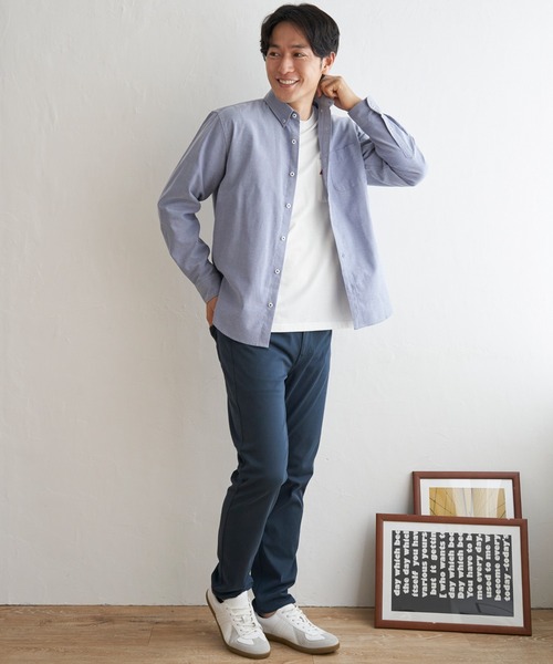 ikka（イッカ）の「【吸水速乾】イージーケアオックスボタンダウンシャツ（シャツ/ブラウス・メンズ・ワイン/ダークネイビー/グリーン/ホワイト/ネイビー/ベージュ・S/M/L/XL）」の14枚目の写真