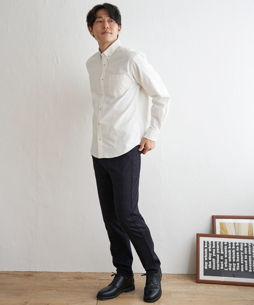 ikka（イッカ）の「【吸水速乾】イージーケアオックスボタンダウンシャツ（シャツ/ブラウス・メンズ・ワイン/ダークネイビー/グリーン/ホワイト/ネイビー/ベージュ・S/M/L/XL）」の8枚目の写真