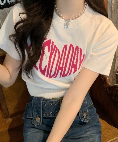 wears(ウェアーズ)の「ハートロゴジャガードクロップドニット(ニット/セーター・レディース・ブルー/ブラック/ホワイト・FREE)」の6枚目の写真