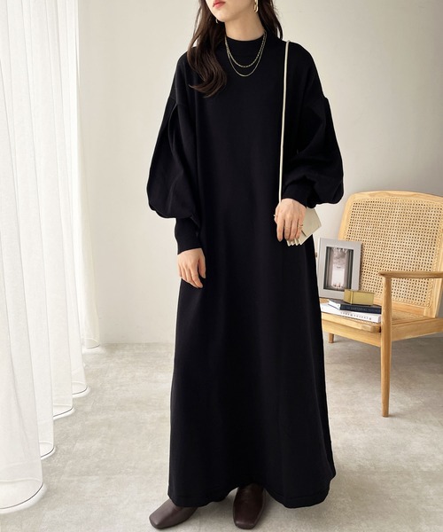 GeeRA(ジーラ)の「パフスリーブフレアーニットワンピース(ワンピース・レディース・ブラック/ネイビー/サンドグレー/杢グレー・MEDIUM/LARGE)」の21枚目の写真