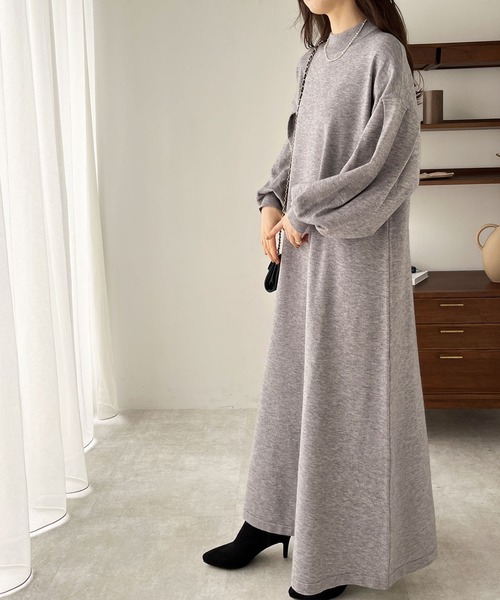 GeeRA(ジーラ)の「パフスリーブフレアーニットワンピース(ワンピース・レディース・ブラック/ネイビー/サンドグレー/杢グレー・MEDIUM/LARGE)」の19枚目の写真