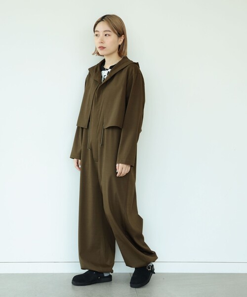 BEAMS BOY ツイード オールインワン BEAMSBOY ツイード オールインワン つなぎ ワンサイズ 茶色 裾